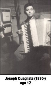 Joseph Quagliata playing the accordian, age 12  (1942).